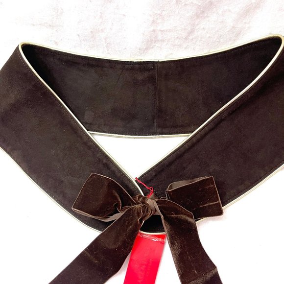 Auc Valentino wide Lamb Suede Dark Brown Self tie Belt main image 9